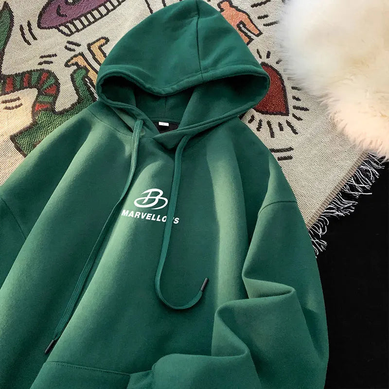 Korean Classic Loose Hooded Sweatshirt Casual Sports Wind Pullover Hoodie Multi-colour Sweatshirts Men Women Oversized