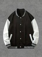 Classic Baseball Coat Men's Black White Splicing Jacket Loose Casual Baseball Hoodies Street Harajuku Warm Fleece Soft Jacket