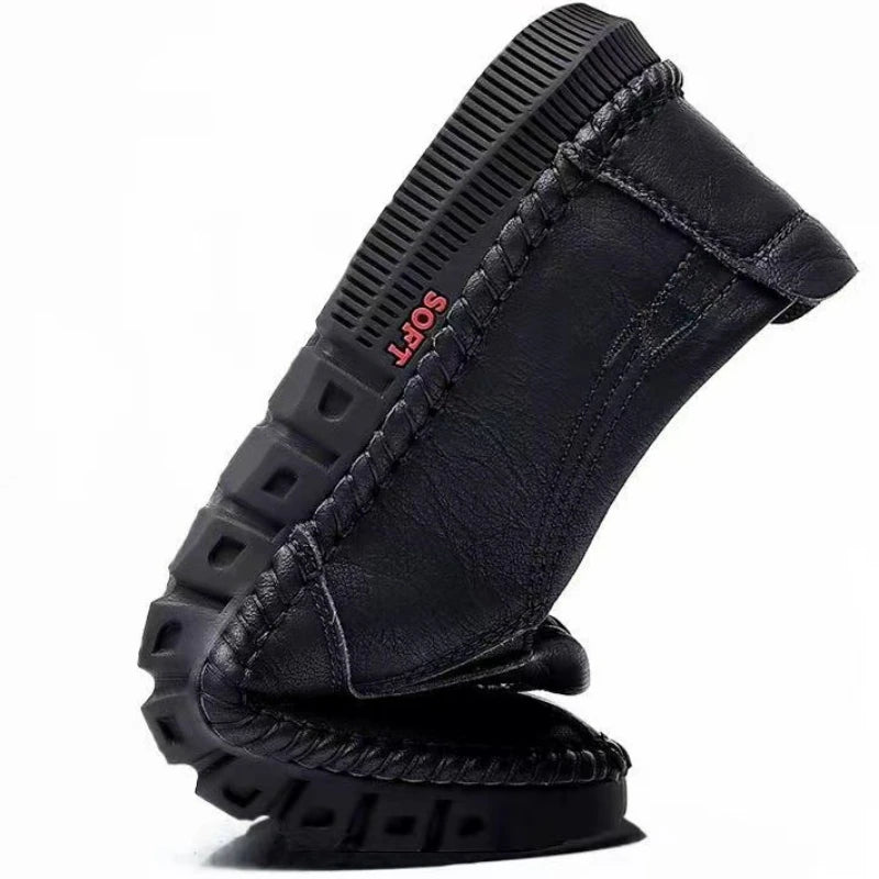 Men Leather Shoes Soft Sole Casual Shoes Autumn Comfortable Business Flats Man Lightweight Work Shoes Slip-on Driving Shoe Tenis