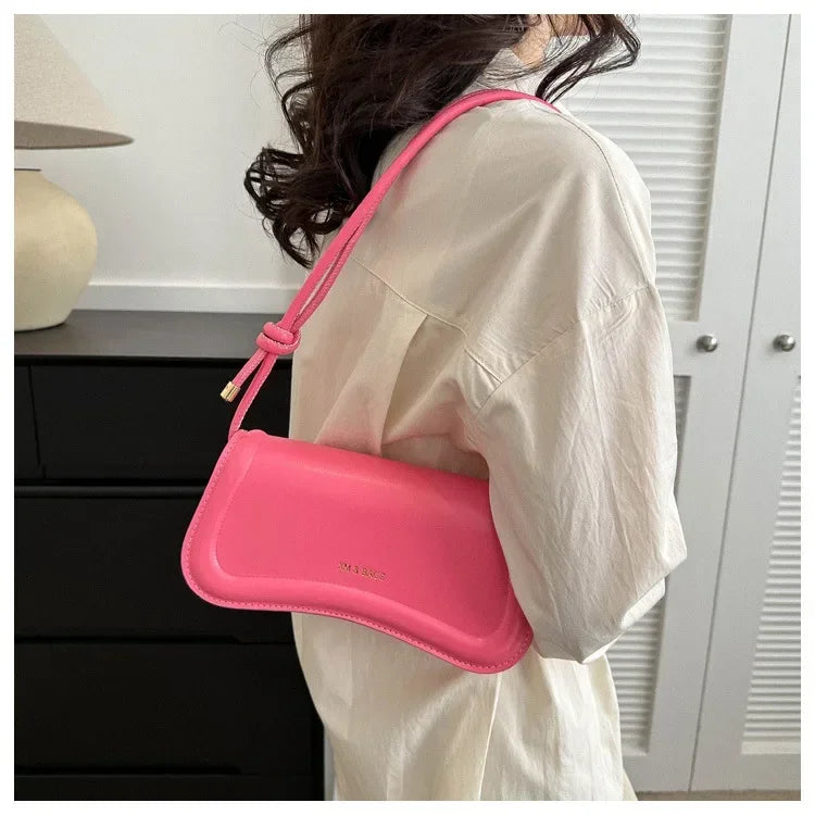 Ladies Shoulder Crossbody Bags  Women Underarm Bags Solid Color Small Top-handle Bags Purse Female Daily Handbags PU Leather