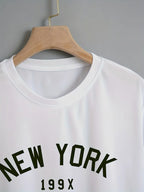 Short sleeved casual women's round neck T-shirt with New York letter print, spring and summer clothing