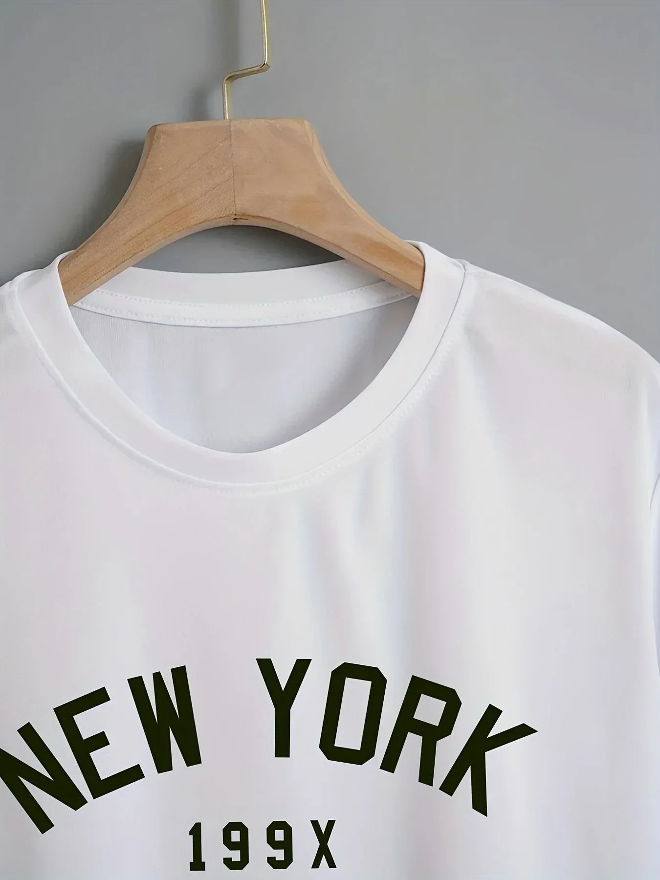 Short sleeved casual women's round neck T-shirt with New York letter print, spring and summer clothing
