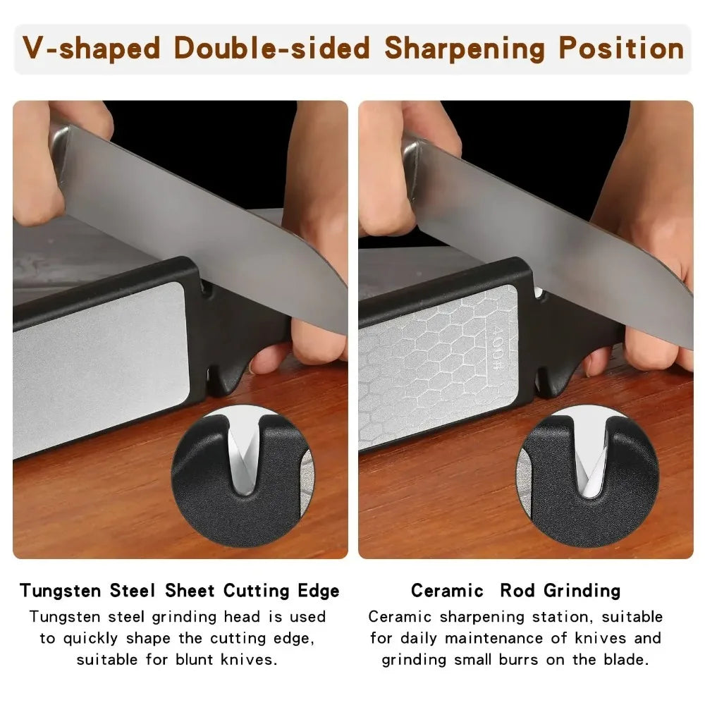 5 in1 Knife Sharpener Diamond Bars 400/1000 Multi-Tool Kitchen Knives Tungsten Steel Ceramic Grinding Double-Sided Whetstone
