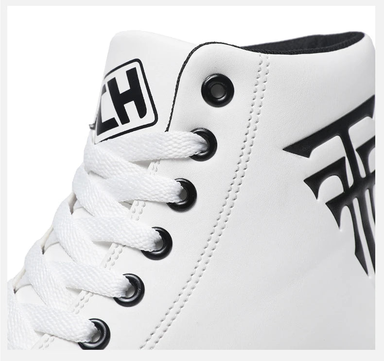 Men High Top Sneakers Fashion Leather Casual Shoes for Men Comfortable Non-slip Vulcanized Shoes Designer Outdoor Men Tenis Shoe