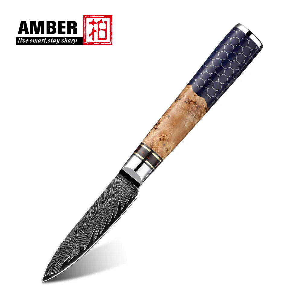 Kitchen Knives-Set Damascus Steel Chef Knife Cleaver Paring Utility Bread Knife Cooking Tool Blue Resin Handle 1-10 Pcs/Set