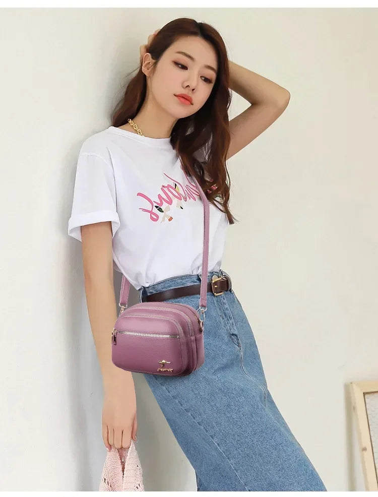 Luxury Ladies Handbag Sac High Quality Soft Leather Purse Fashion Women Shoulder Messenger Bag Multi-pocket Wear-resistant Bag