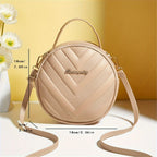 Chic Circle Crossbody Purse for Women - V-Quilted  Detachable Strap  Interior Pockets for Daily Use