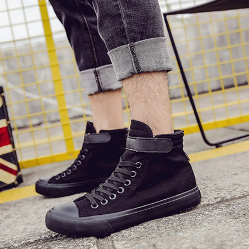 Men Shoes High Top Canvas Shoes Outdoor Breathable Walking Shoes Fashion Lightweight Sneakers Non-slip Flat Casual Shoe Tenis