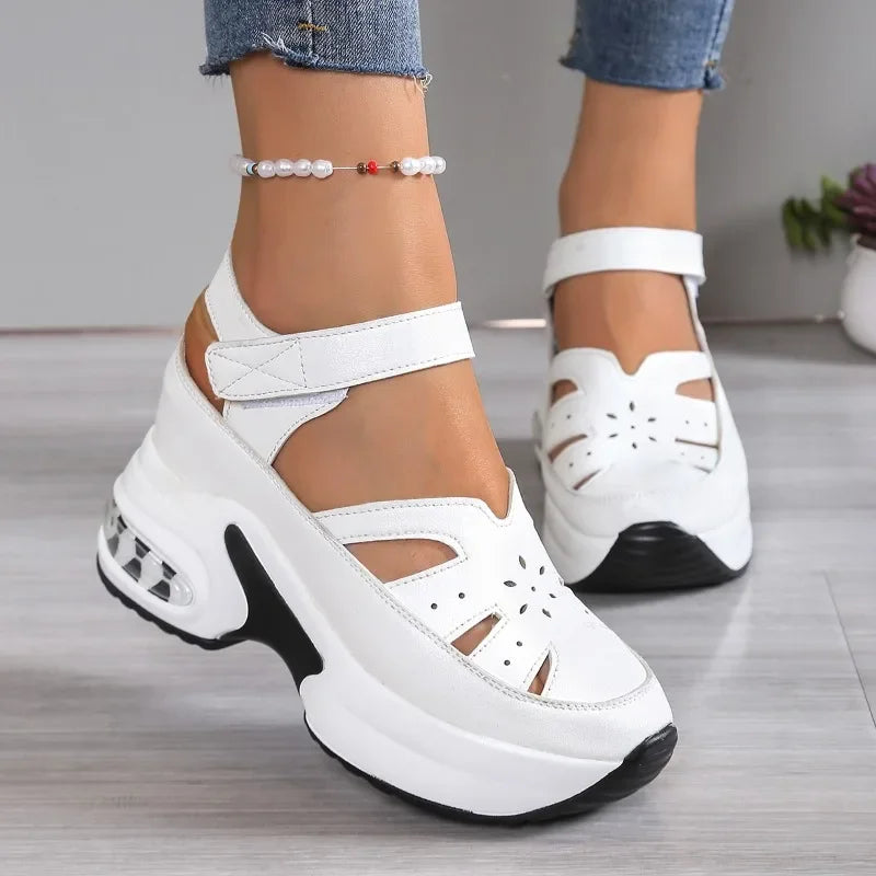 Women's Fashion Super High Heels Platform Sandals 2025 Summer Solid Wedge Shoes for Women New Closed Toe Casual Sandals Female