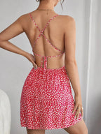 Womens Dresses Sexy Floral Backless Bandage Holiday Beach Dress Summer Fashion Red Short New In Dresses 2025