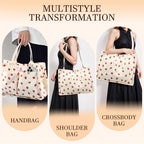 Tote Bag Cute Strawberry Patched Purse for Women Fabric Large Capacity Tote Purse Enduring Tote Bag with Adjustable Shoulder