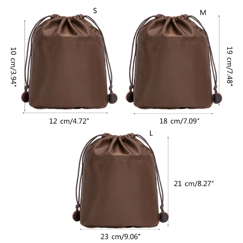 Lady Purse Organizer Insert Drawstring Bag for Bucket Bag Women Large Capacity Tote Crossbody Shoulder Bag Nylon Inner Bag
