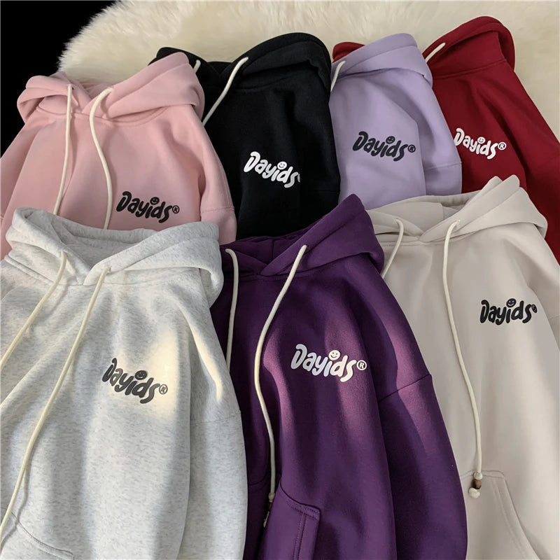 Korean Classic Loose Hooded Sweatshirt Casual Sports Wind Pullover Hoodie Multi-colour Sweatshirts Men Women Oversized