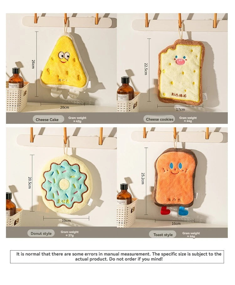 Cute Cartoon Hand Towel Hanging Kitchen Hand Wipe Quick Dry Wipe Three Layers of Thickened Coral Flannel Towel Handkerchiefs
