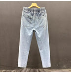 Men's Casual Loose Straight Leg Jeans Thin Wear Resistant Spring Autumn Vintage Workwear Durable Cotton Denim Trousers