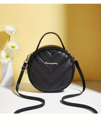 Chic Circle Crossbody Purse for Women - V-Quilted  Detachable Strap  Interior Pockets for Daily Use