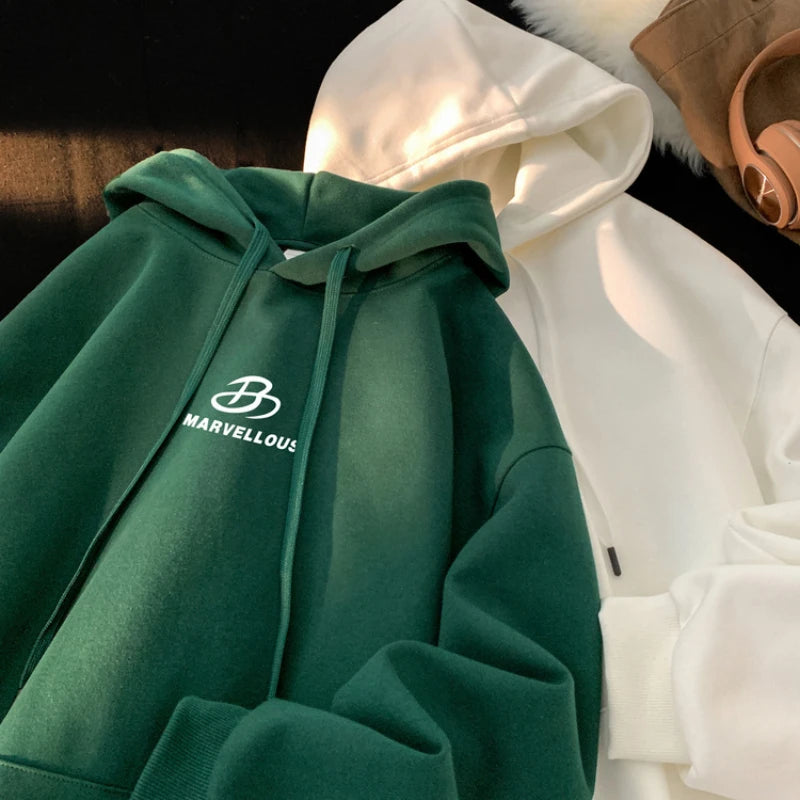 Korean Classic Loose Hooded Sweatshirt Casual Sports Wind Pullover Hoodie Multi-colour Sweatshirts Men Women Oversized