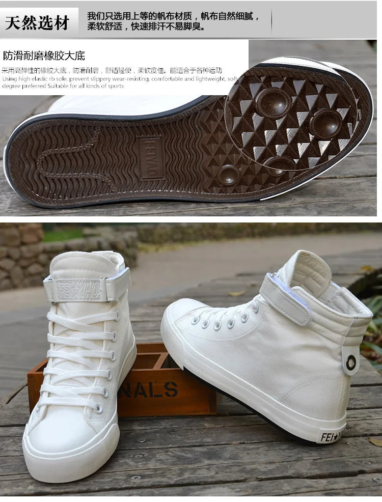 Men Shoes High Top White Canvas Shoe 2024 Spring Women Sneakers Fashion Breathable Canvas Sneakers Non-slip Unisex Casual Shoes