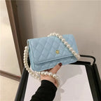Ladies Luxury Handbags Girls Fashion Pearl Hand Bags Women Purses Elegant Leather Chain Belt Bag Mini Coin Crossbody Bag