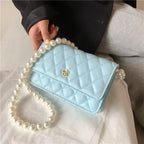 Ladies Luxury Handbags Girls Fashion Pearl Hand Bags Women Purses Elegant Leather Chain Belt Bag Mini Coin Crossbody Bag