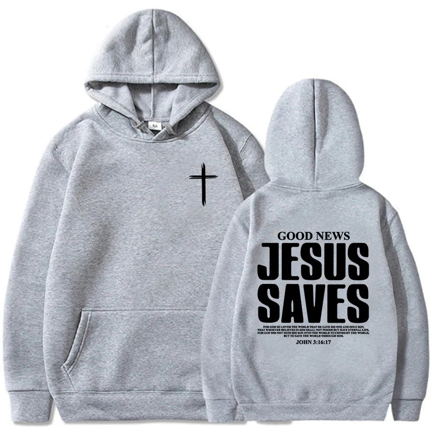 Jesus Saves John 3:16:17 Hoodies Christian Bible Verse Sweatshirts Men Women Clothes Winter Comfortable Pocket Pullovers Graphic