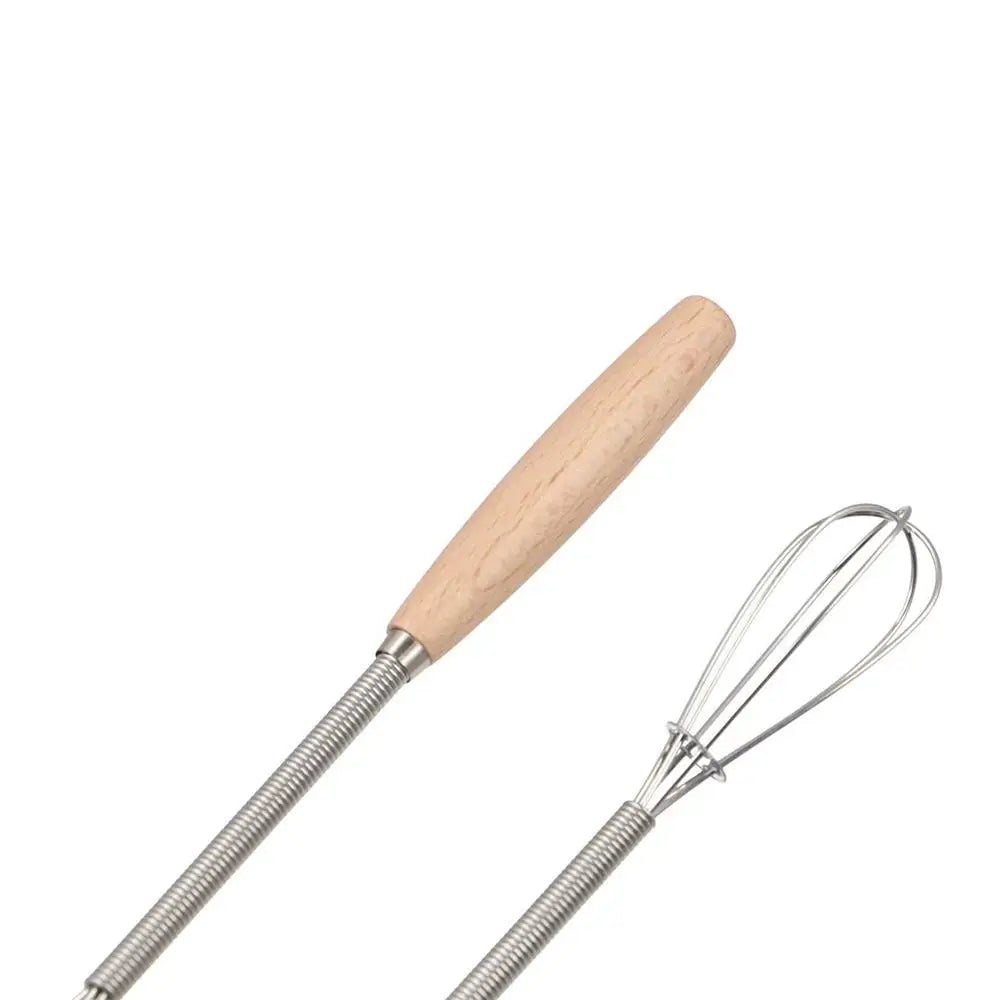 Kitchen Tools Multifunction Stainless Steel Egg Beater Wooden Handle Portable Hand Egg Beater Useful Manual Egg Beater Cooking