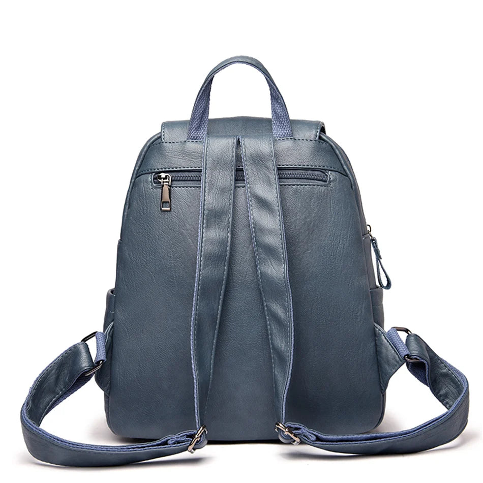 Ladies Bookbag Rucksack Women Large Capacity Backpack Purses High Quality PU Leather Female Vintage School Bags Travel Bagpack