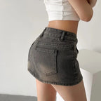 Skirts for Women Sexy Slim Solid Colour Pockets Spliced 2024 Summer Casual Femme High Waist Wrap Hip Mini Short Denim Skirt
