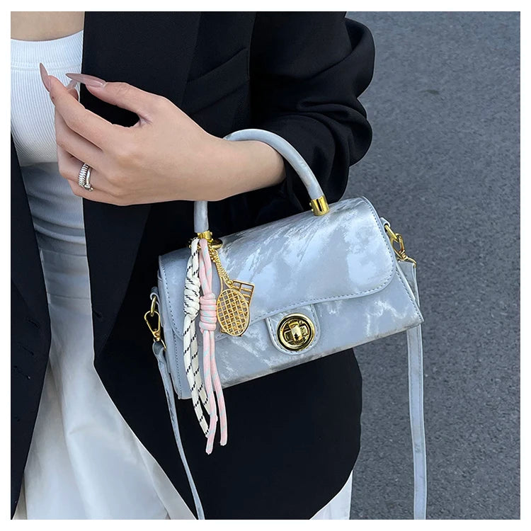 Classic Women's Leather Handbag, Crossbody Shoulder Tote Bag, Elegant Ladies Designer Purse