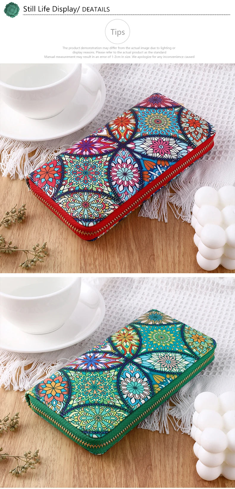 New fashionable lady zipper PU handbag purse with multiple clips and mobile phone compartments to travel, business, high-capacit