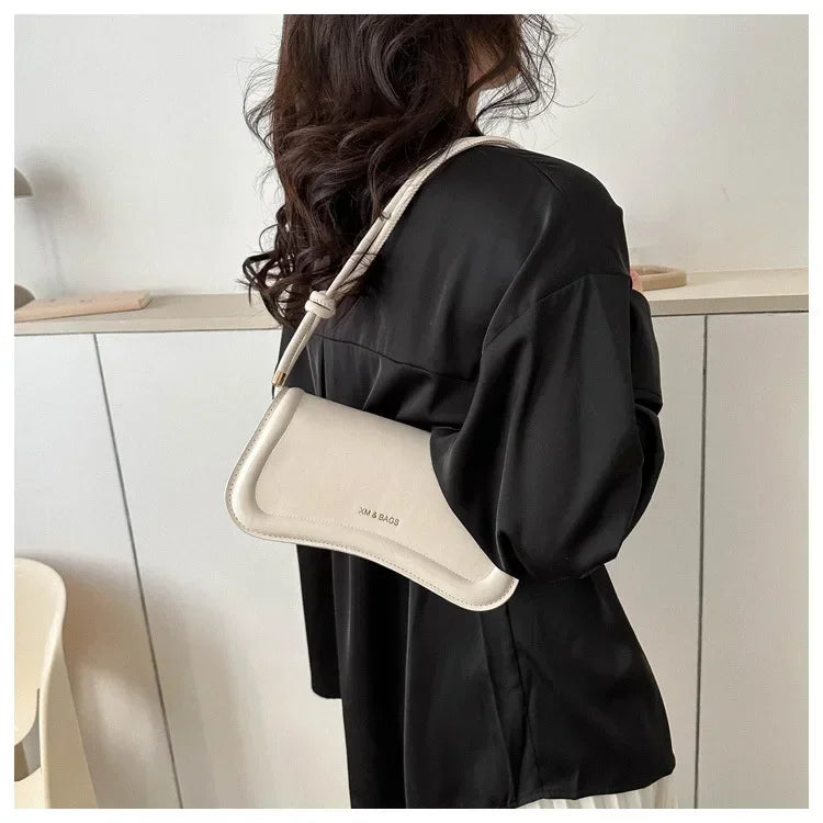 Ladies Shoulder Crossbody Bags PU Leather Women Underarm Bags Solid Color Small Top-handle Bags Purse Female Daily Handbags
