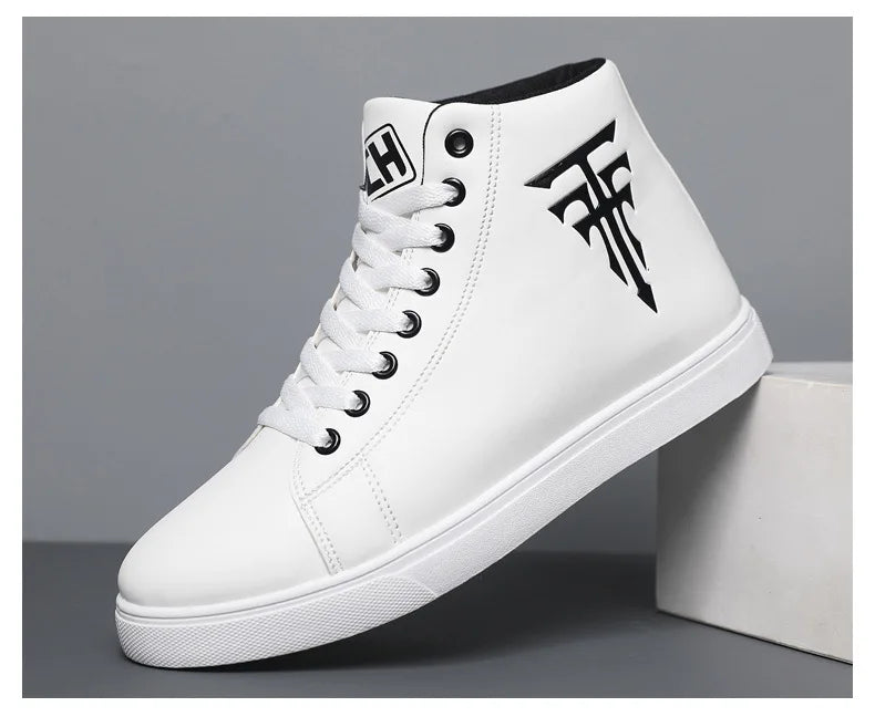 Men High Top Sneakers Fashion Leather Casual Shoes for Men Comfortable Non-slip Vulcanized Shoes Designer Outdoor Men Tenis Shoe