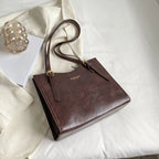 Women Vintage Shoulder Bag PU Leather Slouchy Tote Purse Large Capacity Fashion Shoulder Bag Ladies Travel Handbag