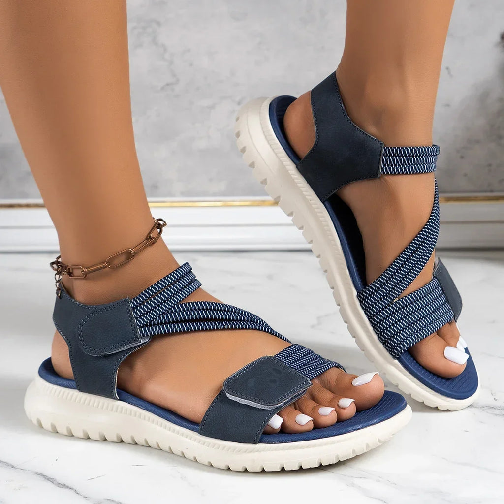 High Quality Brand Women's Sandals Hot Selling 2025 Summer New Elastic Band Fashionable Flat Casual Outdoor Sandals for Women