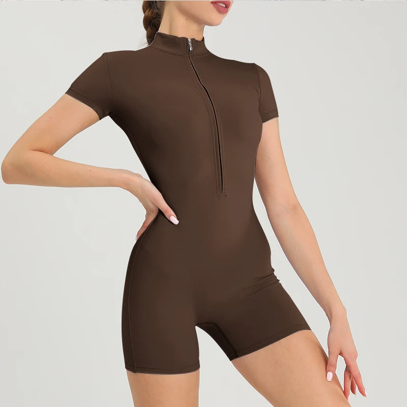 Women's Fitness Short Jumpsuits Long Sleeve Training Overalls One-Piece Sporty Suits Workout Romper Gym Clothing Woman Tracksuit