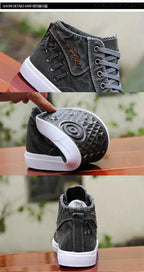 Men's Canvas Shoes Flat High-top Vulcanized Shoes Men's Sneakers Men's Black Casual Canvas Shoes Men's Shoes Sneakers