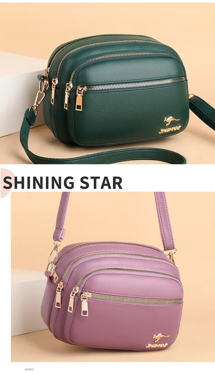Luxury Ladies Handbag Sac High Quality Soft Leather Purse Fashion Women Shoulder Messenger Bag Multi-pocket Wear-resistant Bag