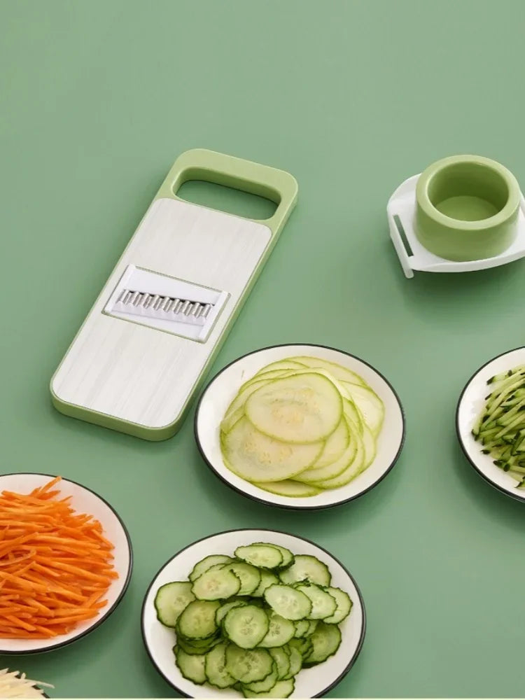 Kitchen 5 in 1 Stainless Steel Multifunctional Safe Manual Vegetable Slicer Cutter Potato Shredders Garlic Carrot Grater Chopper