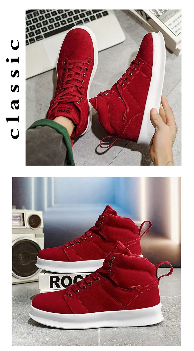 Brand High-Top Men Sneakers Microfiber Sneaker Man Platform Tennis Vulcanized Shoes Colorful Casual Original Men's Shoes 2023