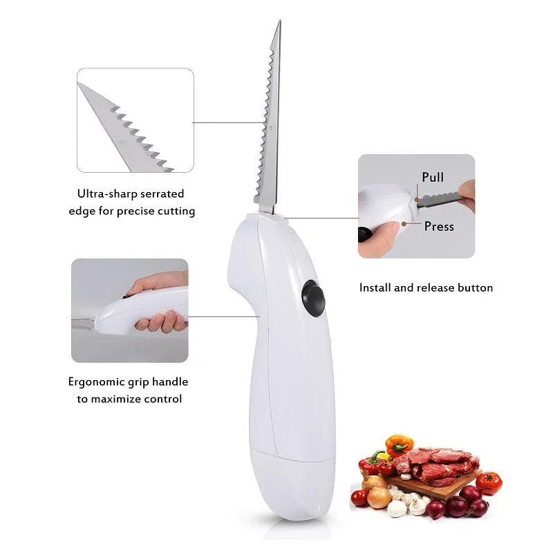 Kitchen Easy Cut Electric Cordless Cutting Tool Household Products Portable Rechargeable Stainless Steel Electric Steak Knife