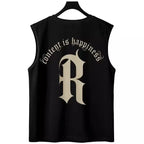 Summer Letter Print Men's Tank Top Hip Hop Fashion Sleeveless T-shirts Y2K Streetwear Oversized Tops Vintage Vest Clothing