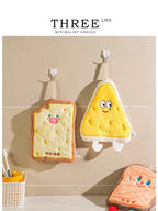 Cute Cartoon Hand Towel Hanging Kitchen Hand Wipe Quick Dry Wipe Three Layers of Thickened Coral Flannel Towel Handkerchiefs