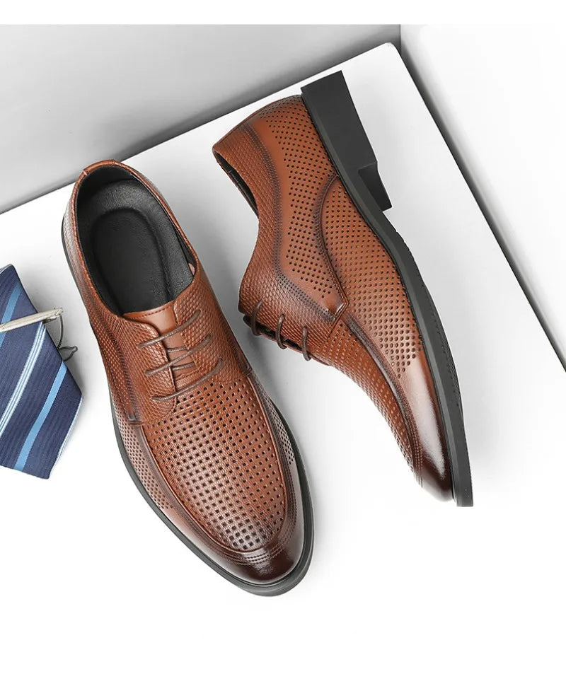 Shoes for Men Summer Breathable Hollow Out Shoe Fashion Business Dress Shoes Luxury Casual Leather Shoes for Men Loafers
