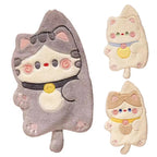 Kitchen Hand Towel Cartoon Cat Shape Highly Water Absorbent Face Washing Towel Coral Fleece Hanging Towel Home Decoration