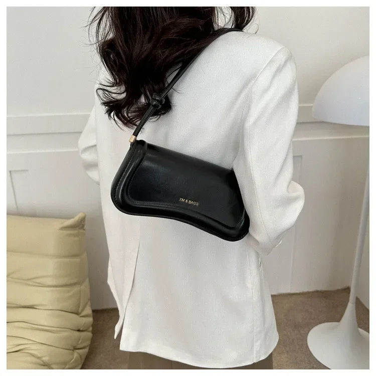 Ladies Shoulder Crossbody Bags  Women Underarm Bags Solid Color Small Top-handle Bags Purse Female Daily Handbags PU Leather