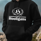 Men's Casual Hoodie HOOLIGANS Geometric Design Pullover for Fitness Training and Daily Wear Fashionable Street Style