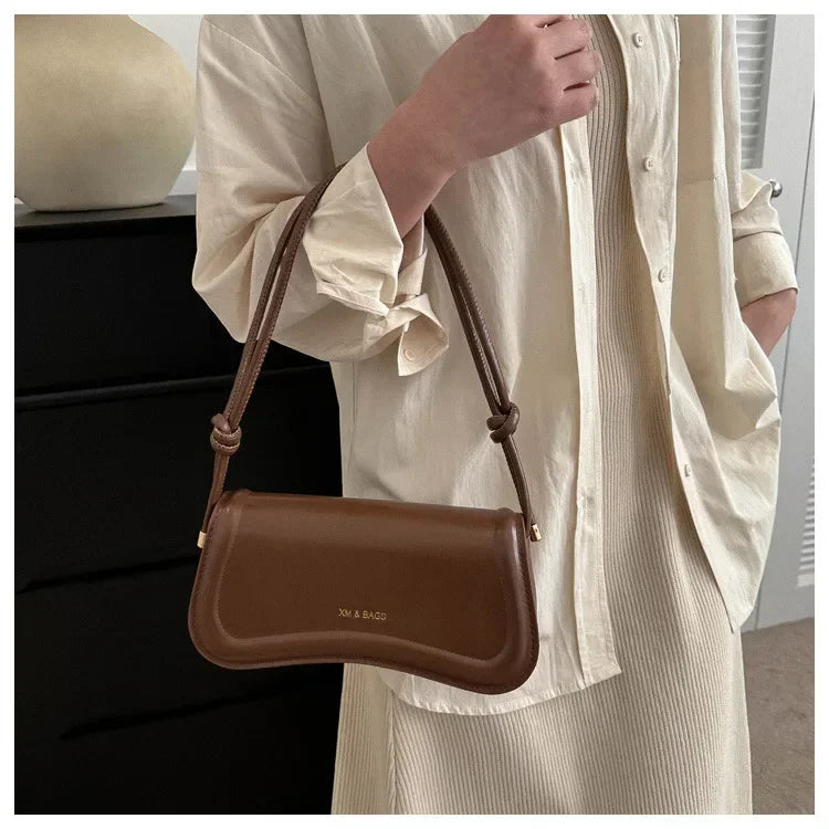 Ladies Shoulder Crossbody Bags  Women Underarm Bags Solid Color Small Top-handle Bags Purse Female Daily Handbags PU Leather