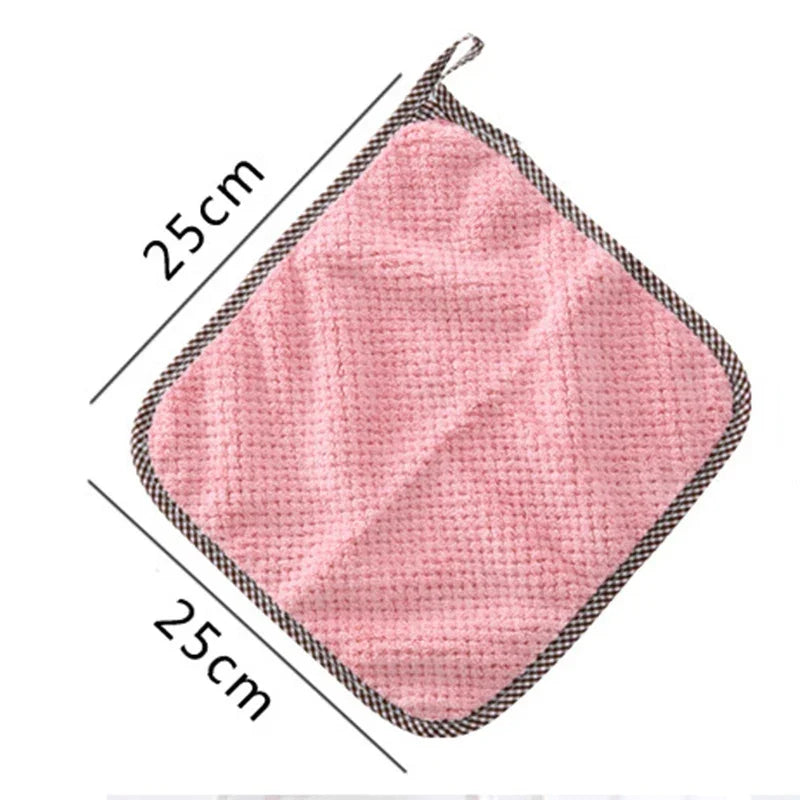 1/5/10Pcs Kitchen Towels Hangable Cleaning Cloth for Tableware Dish Cloth Microfiber Absorbent Household Cleaning Towels