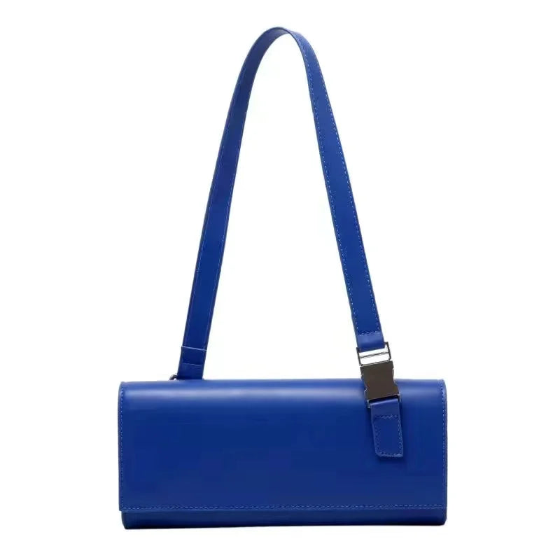 PU Leather Shoulder Bag for Women, Ladies' Purse, Rectangle, Solid, Female Handbag, High Quality, Klein Blue, Underarm, Fashion