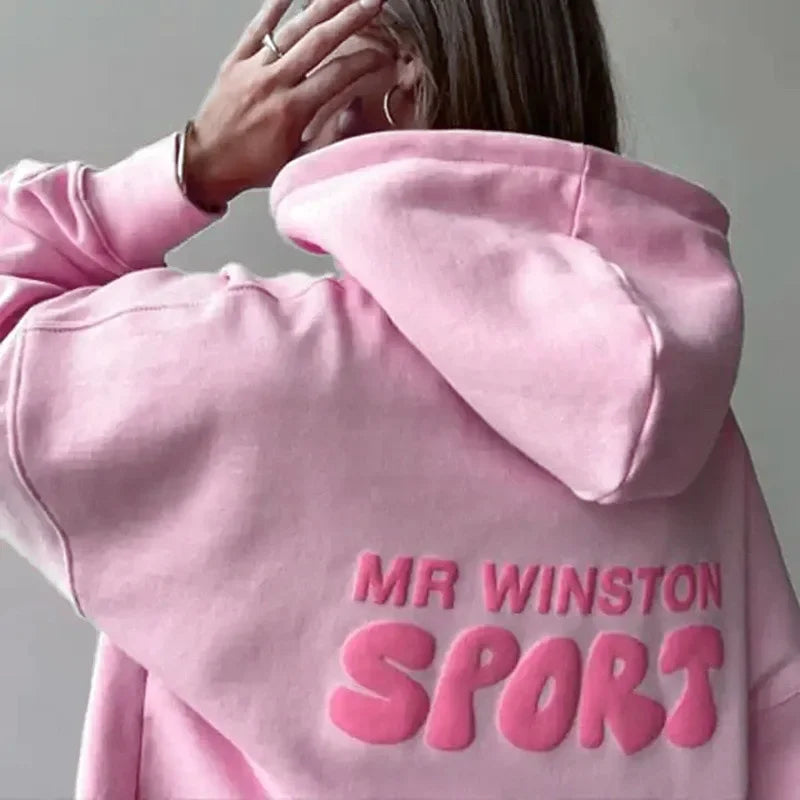 Hooded sweatshirt women's 2025 autumn and winter new style youthful and fashionable oversized street couple pullover sweatshirt